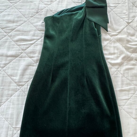 Green Velvet One-Shoulder Bodycon Mini Dress, Women's Size 0 - Picture 2 of 3
